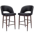 thumbnail image 1 of Executive Stool with PU Upholstery and Walnut Metal Frame – High Back Stool with Foot Rest, Mid-Century Style, Comfortable and Sturdy Seating for Offices and Modern Spaces, 1 of 4