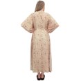 thumbnail image 3 of Bimba Robe Maxi Beige à Manches Kimono pour Mamans Imprimé Floral Kaftan de Maternité-14, 3 of 7