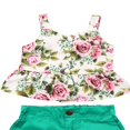 thumbnail image 4 of Toddler Girls Floral Print Cropped Tops+Solid Color Shorts Clothes Set, 4 of 8