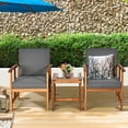 thumbnail image 2 of Gymax 3PCS Outdoor Patio Sofa Furniture Set Solid Wood Cushioned Conversation Set Grey, 2 of 9