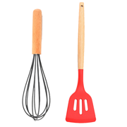 2pcs Non-stick Kitchen Cookware with Wooden Handle - BPA Free Heat Resistant Kitchen Gadgets Tools