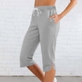 thumbnail image 2 of Timegard Capris Pants for Women Elastic Waist Drawstring Solid Color Casual Comfy Workout Cropped Pants, 2 of 8