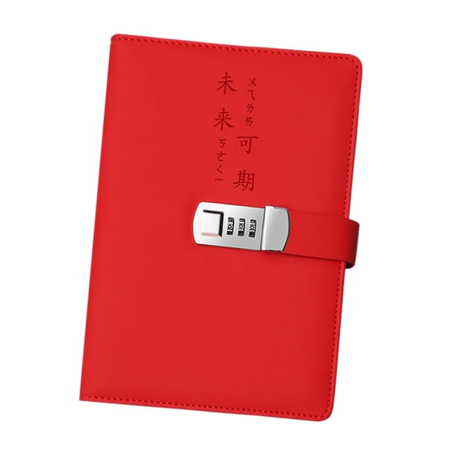 GUOOL Diary with Lock PU Leather Personal Locking Journal for Home Business Adults Red