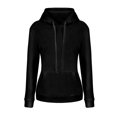 thumbnail image 3 of MAWCLOS Ladies Sweatshirt Pocket Hoodies Solid Color Hooded Tops Casual Fall Drawstring Pullover Black XL, 3 of 6