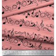 thumbnail image 3 of Soimoi Orange Rayon Fabric Notes Musical Instrument Print Fabric by Yard 56 Inch Wide, 3 of 5