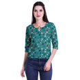thumbnail image 4 of Moomaya Printed Keyhole Neck Ring Top Casual 3/4th Sleeve Tees Tank Tunic Top, 4 of 5