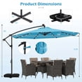 thumbnail image 2 of Costway 10 FT Solar Offset Hanging Umbrella Patio Cantilever Umbrella with 32 LED Lights Turquoise, 2 of 10