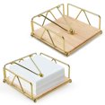 thumbnail image 1 of 2 PCS Napkin Holder for Table, Gold Napkin Holder with Weighted Arm, Metal Napkin Dispenser with Wood Base, Paper Napkin Holder for Kitchen Restaurant, 1 of 7