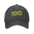 thumbnail image 1 of ZICANCN Peace Text Adjustable Baseball Cap Women , Hats for Men Adult Washed Cotton Denim Baseball Caps Fashion Black, 1 of 6