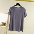 thumbnail image 4 of Weiqiqre T-Shirt à Col Rond pour Femme à Manches Courtes Ajusté T-Shirt Mince Uni Haut de Pyjama Pyjama à Manches Courtes, 4 of 8