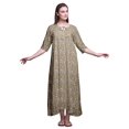 thumbnail image 1 of Bimba Robe de Nuit Maxi Brun Pâle à Motif Floral et Feuilles pour Femmes, Été, Imprimée, Très Grande, 1 of 5