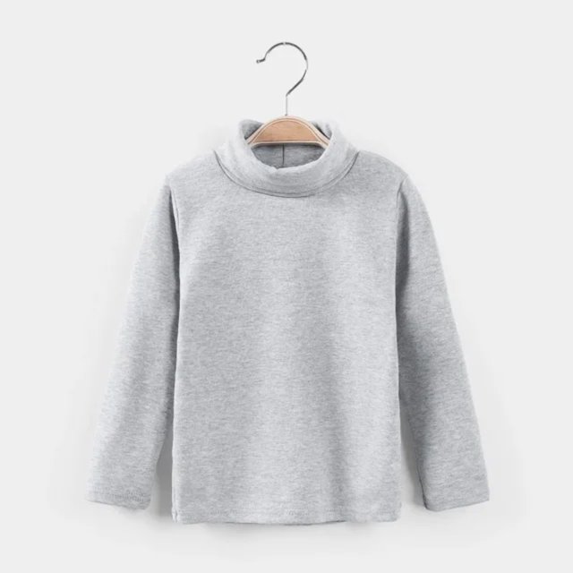 LNGOOR Nouveau 2021 Automne Hiver Garçons Filles Mode T-shirt Uni Manches Longues Col Rond Chaud Décontracté
