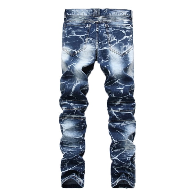B91xZ Jeans for Men Ripped Slim Fit Skinny Stretch Jeans,Blue 33