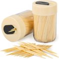 thumbnail image 1 of CUITING Sturdy Safe Toothpick Holder with 800 Natural Wood Toothpicks for Teeth Cleaning  Unique Home Design Decoration  2 Pack  Beige, 1 of 8