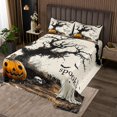 thumbnail image 2 of Erosebridal Happy Halloween Coverlet Set King, Spooky Ghost Bedding Set, Pumpkin Bat Reversible Bed Set, Microfiber Room Decorative, 3-Piece, 2 of 6