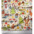 thumbnail image 1 of Soimoi Velvet Fabric Gift Box,Snowman & Tree Christmas Printed Craft Fabric by the Yard 58 Inch Wide, 1 of 3