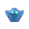 thumbnail image 4 of Hansber Hauts Courts à Volants pour Filles, Patchwork en Maille Brillante, Danse de Rue Hip Hop, Costume de Performance Bleu 6, 4 of 5
