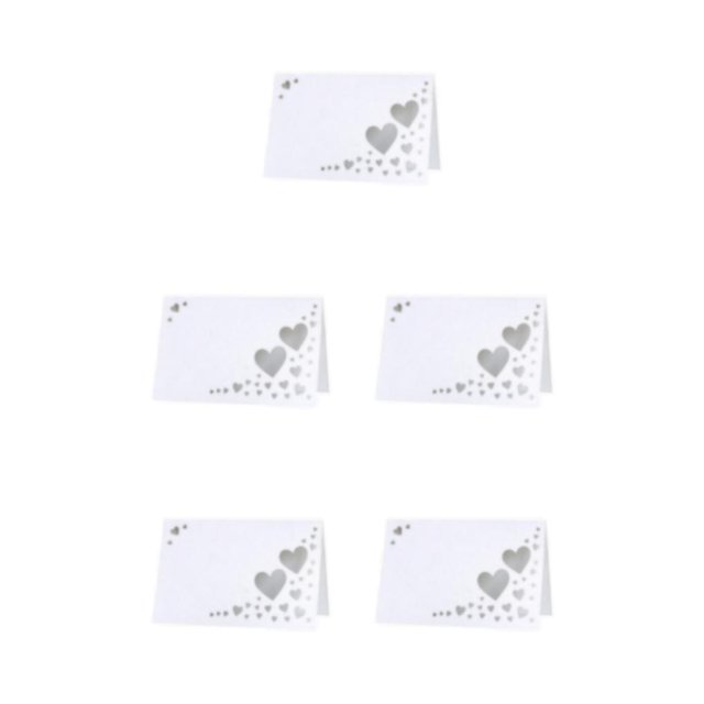 Redempat 1/2/3/5 50pcs Add Touch Of Sophistication With Heart Hollow Table Namecards Empty white 5PCS