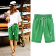 thumbnail image 2 of Plebaso Womens Casual Shorts Knee Length Rull up Printed Shorts Straight Summer Short Pants with Pockets, 2 of 3