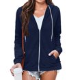 thumbnail image 2 of Yuyuzo Womens Hoodies Long Sleeve Full Zip up Basic Sweatshirts Drawstring Jacket Coat with Pockets, 2 of 7