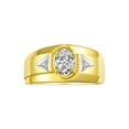 thumbnail image 1 of RYLOS Men's Rings 14K Yellow Gold Classic 7X5MM Oval Gemstone & Diamond Ring White Topaz April Birthstone Rings For Men, Gold Rings Size 13, 1 of 7