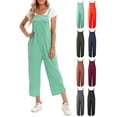thumbnail image 3 of Summer Women Jumpsuit with Pockets Sleeveless Wide Legs Plus Size Overalls, 3 of 6