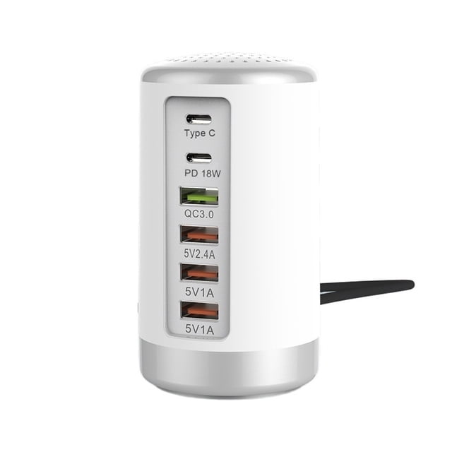 65W Multi 6 Port USB Fast Charger Quick Charge QC3.0 USB Type C PD Charger Portable Charging Station ,Multi-Port