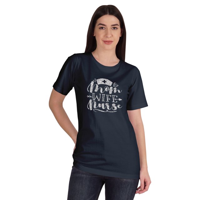 Inkmeso T-shirt Maman Épouse Infirmière Hauts pour Femmes T-shirt Graphique à Col Rond