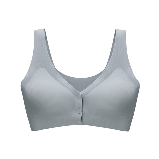 Yuyuzo Bras for Women Button Front Closure Wireless Breathable Bralettes Loose Comfy Solid Color Underwear