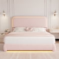 thumbnail image 1 of SIBEDS Queen LED Bed Frame, Teddy Fleece Upholstered Platform Bedframe, No Box Spring Needed, Pink, 1 of 8