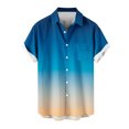 thumbnail image 4 of Chemises pour Hommes, Mode Décontractée Col Rabattu Imprimé Dégradé Manches Courtes Chemise Boutonnée Hauts Blouse, 4 of 4
