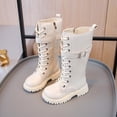 thumbnail image 1 of YUNAFFT Girls Knee High Boots Zipper Closure Solid Color British Style Casual Versatile Martin Boots, 1 of 9
