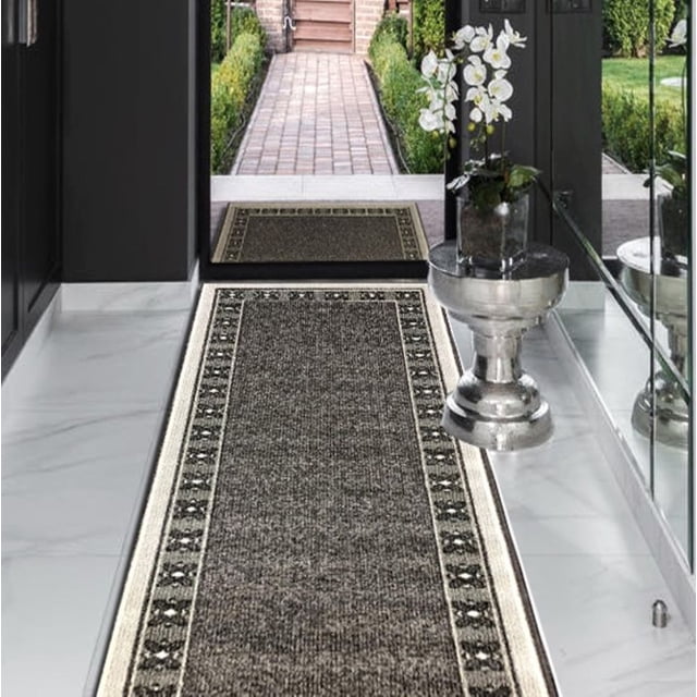 Kitchen Rug Non-Skid | Runner Kitchen Mat Non-Slip | Rug for Kitchen Floor with Rubber Backing | Entryway Hallway Floor Mat | Low Profile Door Mat (2' x 7')