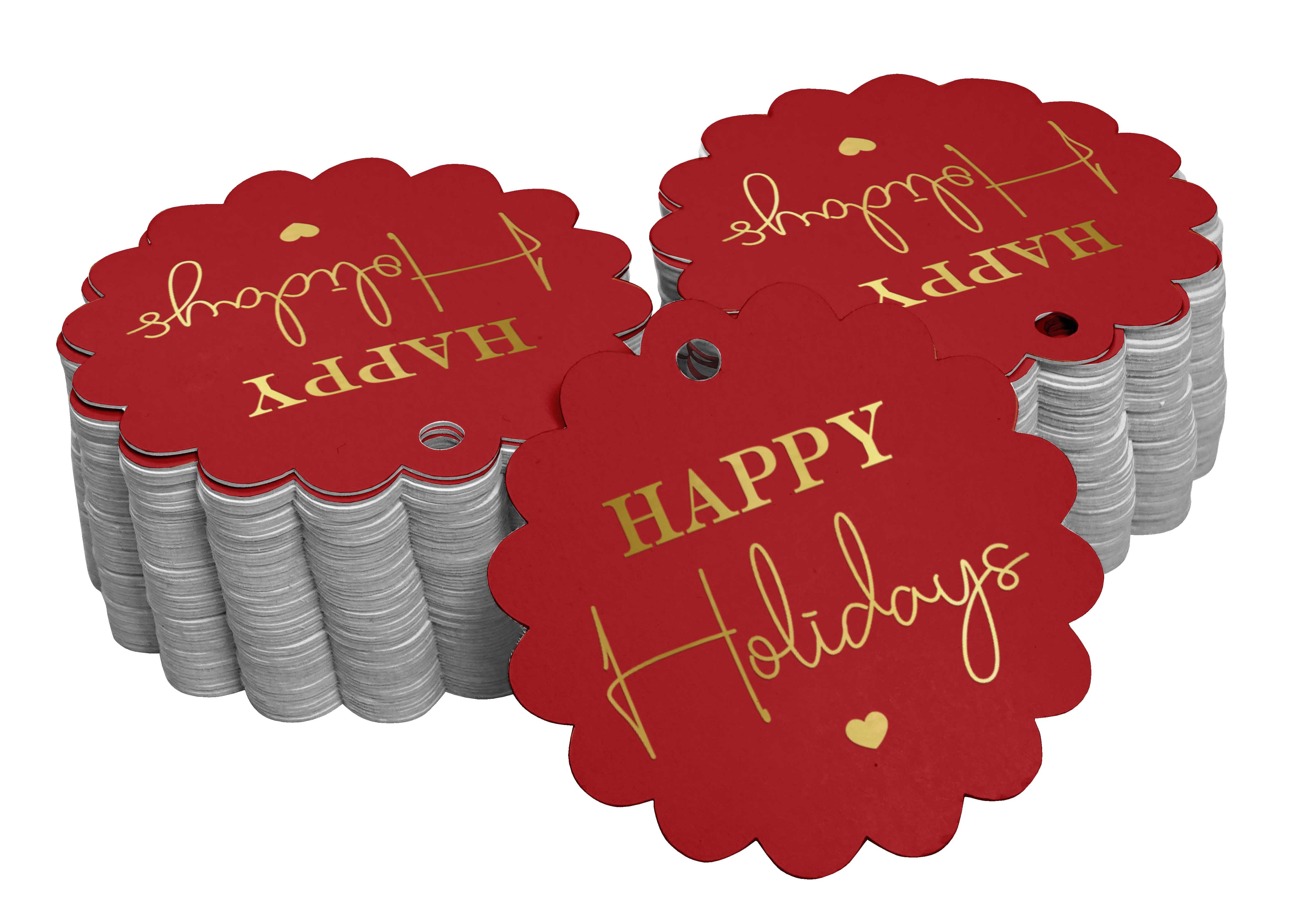 Inkdotpot Gold Foil Paper Hang Tags Happy Holiday Favor Tags 50 Piece