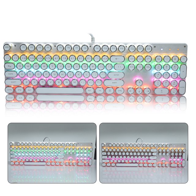 Mechanical Keyboard, Generous Game Keyboard With Retro Round Keyboard For Game