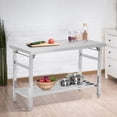 thumbnail image 1 of Kojooin Table de Préparation Pliante en Acier Inoxydable Robuste, Table de Travail Commerciale à Deux Niveaux avec Tablette Inférieure Ajustable, 1 of 8