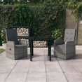 thumbnail image 1 of vidaXL 3 Piece Garden Dining Set with Cushions Grey, 1 of 5
