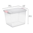 thumbnail image 2 of Sterilite 26 Liter Latch Box, Small Clear Plastic Storage Bin with Lid, Pink Latch, 2 of 4