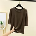 thumbnail image 2 of fatyb Chandails de Détente à Manches 3/4 pour Femmes Col Ras du Cou Amples et Confortables Blouses Chandail Décontracté de Tous les Jours T-Shirt de Pyjama, 2 of 3