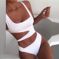 thumbnail image 2 of XZNGL Women Multi Color Sexy Solid Color High Waist Conjoined Body Swimsuit Bikini, 2 of 9