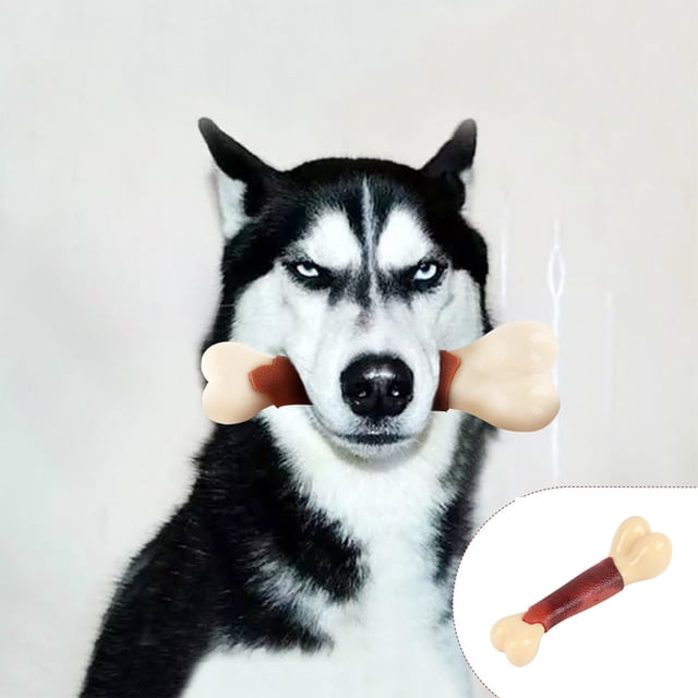 Wzzjkit Nylon Teething Stick Dog Toys Bit Proof Teething Stick Bit Glue Meat Flavoured Bones Large and Small Dogs Pet Supplies Plastic Simulation Ribs
