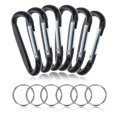 thumbnail image 1 of (6 Pack) Aluminum Multi-Color Carabiner Spring Clip Keychain Black Large, 1 of 5