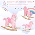 thumbnail image 4 of Qaba Kids Plush Rocking Horse Child Ride On Toy Rocker with Realistic Sounds Pink, 4 of 10