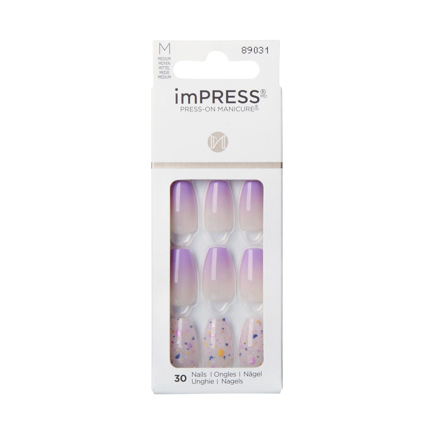 KISS ImPRESS Press-On - Fake Nails, 30 Count, Medium