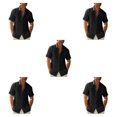 thumbnail image 3 of pitrice Men Shirt Casual Short Sleeve Breathable Replacement Button Down Solid Color Fashionable Home Dating Shirts Top Black M 5Set, 3 of 6