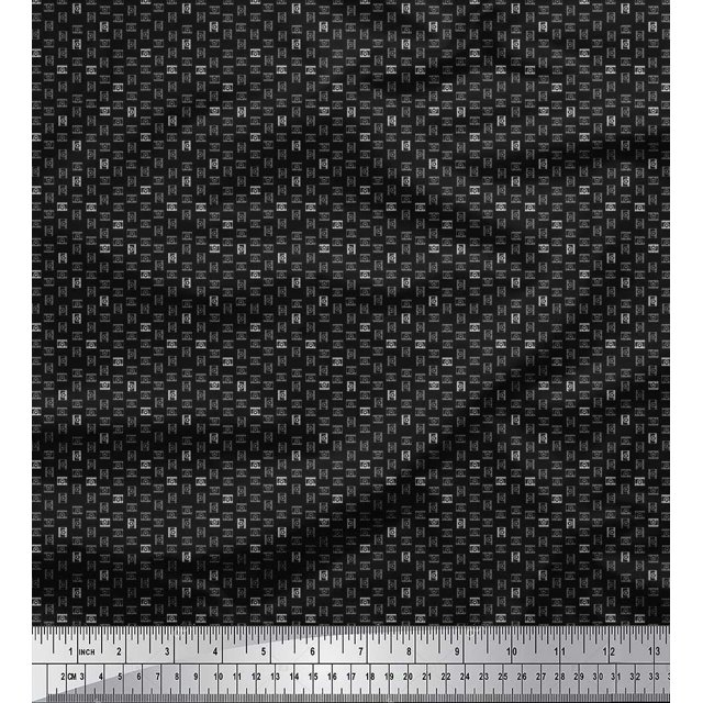 Soimoi Moss Georgette Fabric Video Player Icon Shirting Print Fabric by The Yard 42 Inch Wide