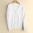 thumbnail image 2 of aohooy Cableknit Cardigan for Women V-Neck Button Down Cardigans Solid Soft Long Sleeve Sweaters White,L, 2 of 9