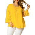 thumbnail image 2 of GRACE & GRANDEUR Women's Plus Size  Casual Solid Raglan Sleeves Tops Yellow 3X, 2 of 7