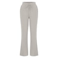 thumbnail image 4 of Women Casual Cotton And Linen Solid Drawstring Elastic Waist Long Straight Pants, 4 of 7