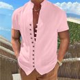 thumbnail image 1 of DPTALR Men Casual Stand Collar Short Sleeve Button Closure Shirt Hawaii Blouse, 1 of 6